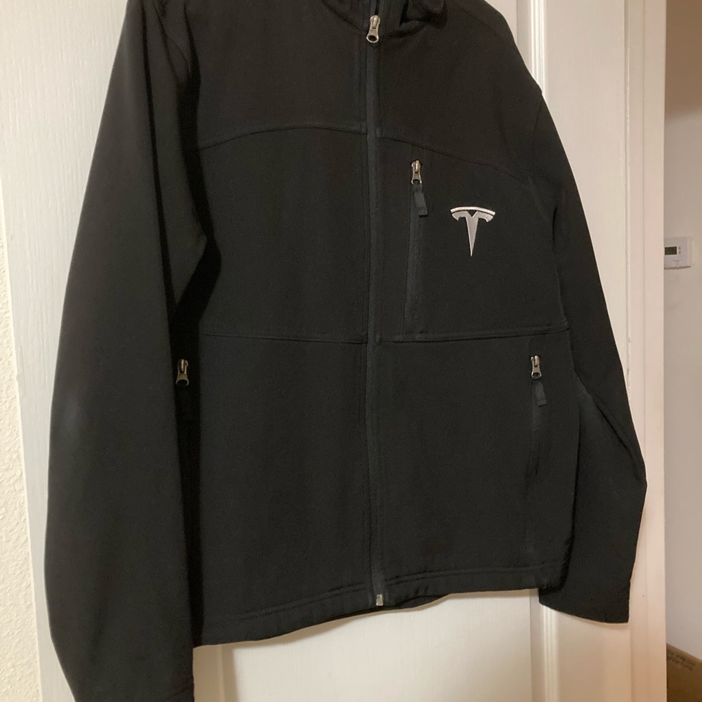 Tesla Men's Full Zip Jacket Men's medium  Black Softshell Service Fleece lined